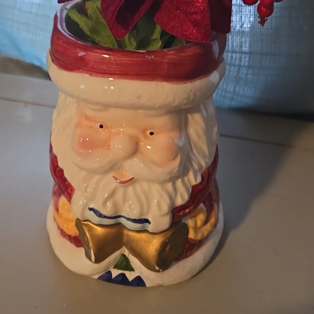 SANTA candy cane holder flower arrangement.